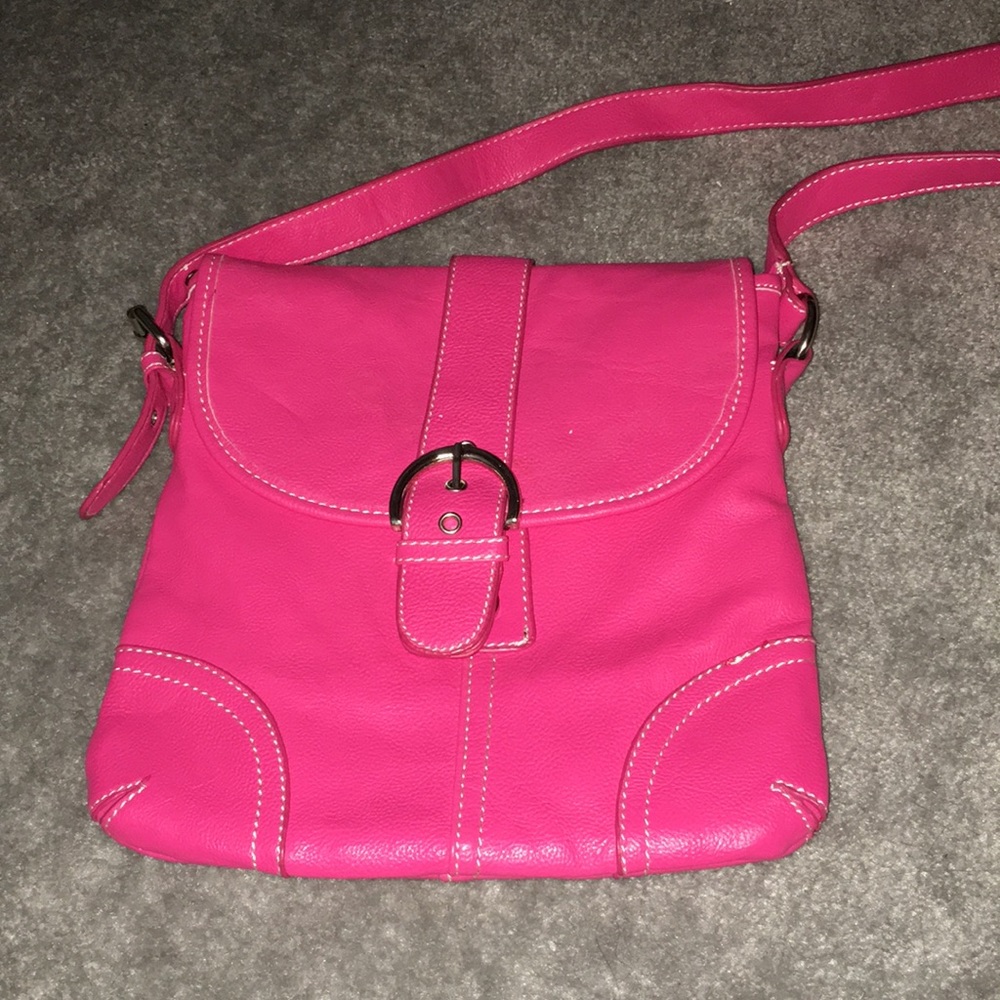 NWOT Pink Leather Crossbody - Picture 1 of 8